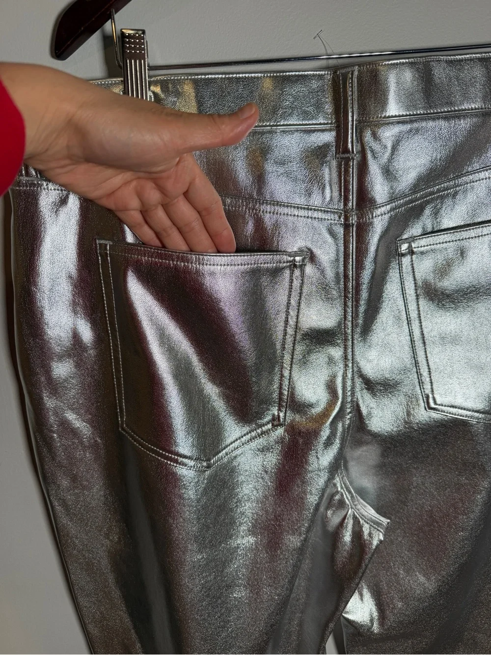 Abercrombie & Fitch Silver Metallic The 90s Straight Leg Ultra High Rise Disco
